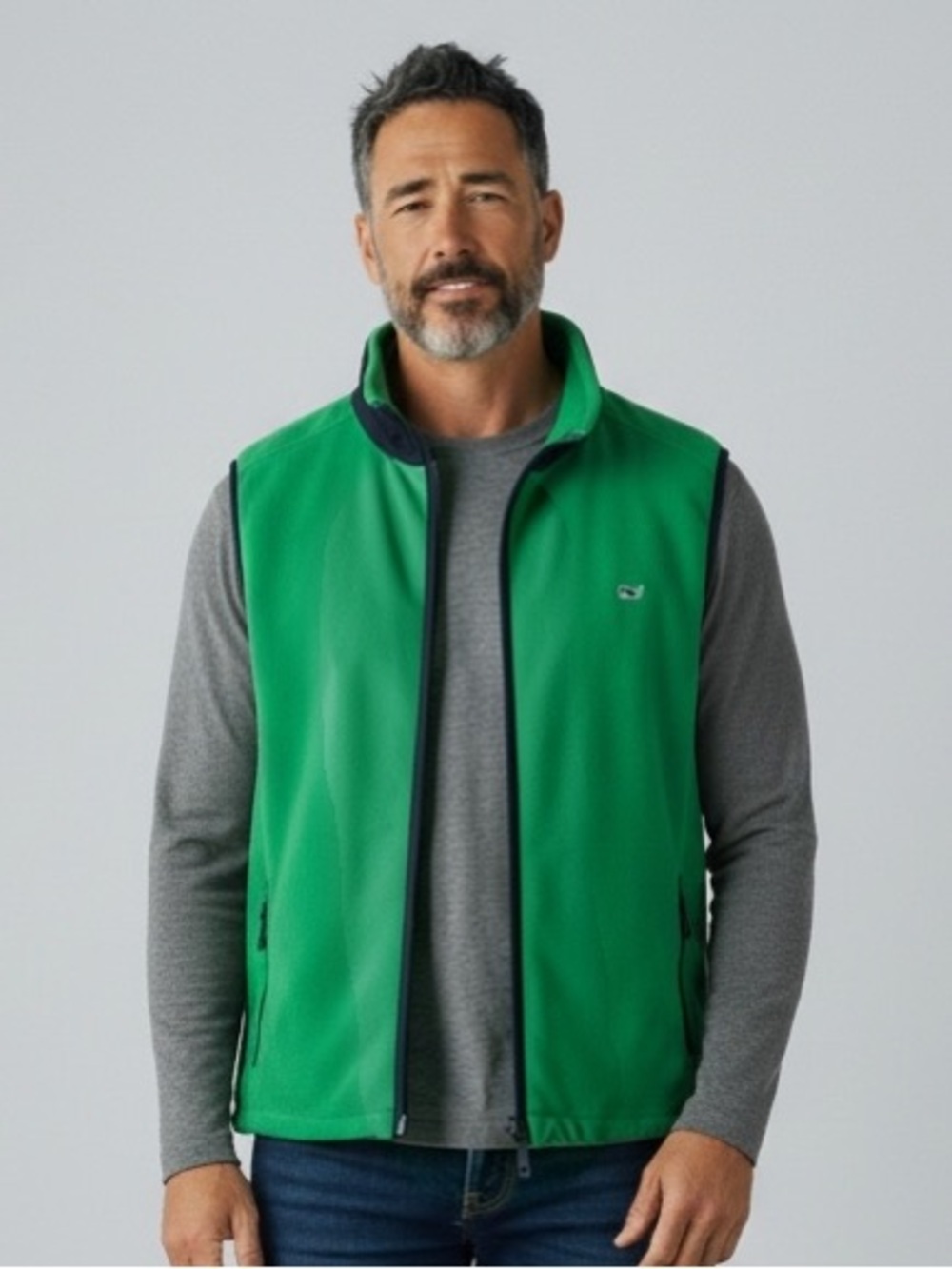 Vineyard Vines Green Fleece Vest Men's Full Zip Vest Size Large Outdoors Winter